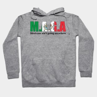 MAGA Mexicans Ain't Going Anywhere Humor Pun Graphic Mexican Flag Colors Hoodie